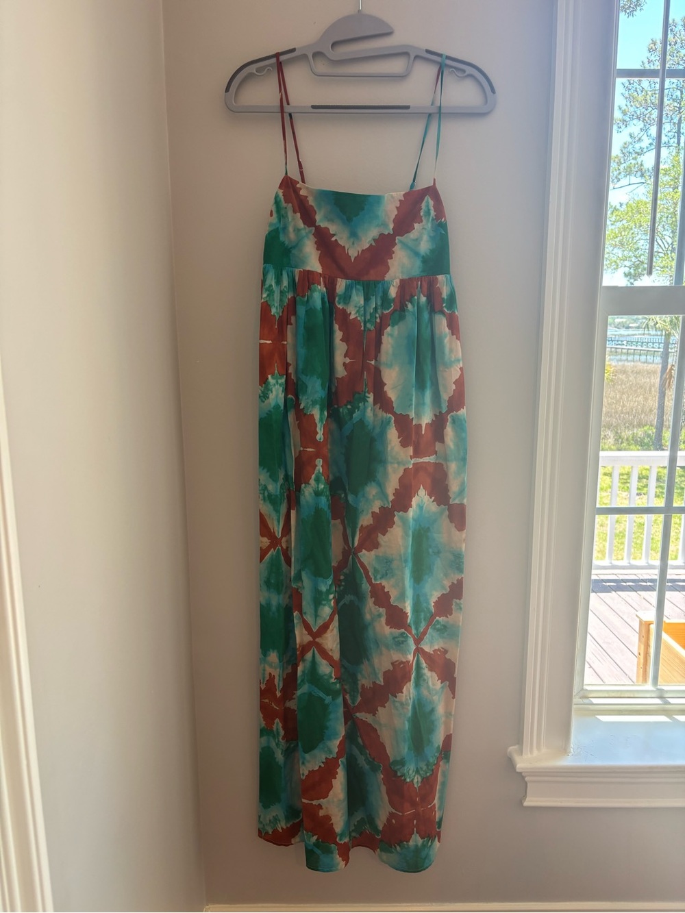 Rails Teal and Rust Tie-Dye Maxi Dress